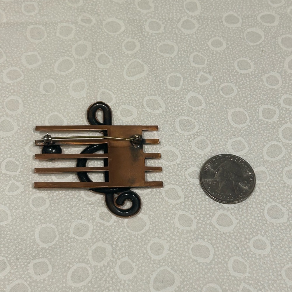 VTG RENOIR Copper Musical Note BROOCH - Picture 7 of 7